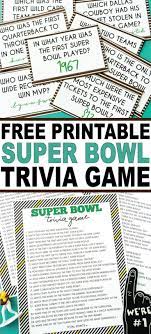 For a printable version of these questions and answers, click on the thumbnail. A Fun Super Bowl Trivia Game With Both A Printable Game Version And Printable Cards To Ask Before And Super Bowl Trivia Free Trivia Games Superbowl Party Games