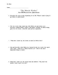 The Miracle Worker Act Iii Discussion Questions By Jennifer Moore