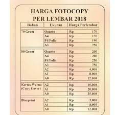 Print hitam putih / warna (wordart) harga tidak termasuk print gambar hitam putih atau warna. Harga Fotocopy A3 Per Lembar Masnurul