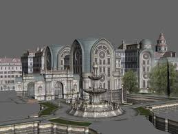 Gothic City Building Scene Free 3d Model City Buildings 3d Model City