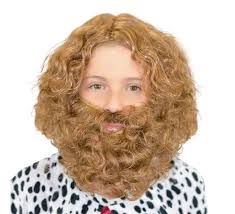 Peluca y Barba castaña Infantil Deluxe de Rey Mago Gaspar