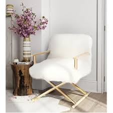 Fluffy White Sheepskin Director Chair Sheepskin Chair Decor Fluffy Chair