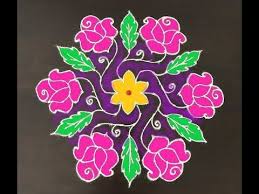 Beautiful Chukki Rangoli With Rose Design Dhanurmasam Chukkala Muggulu With 15 8 Interlac In 2020 Free Hand Rangoli Design Rangoli Designs Rangoli Designs With Dots