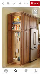 Broom Cleaning Storage On Side Of Pantry Cabinets Or Open Bookshelves Kitchen Cabinets Makeover Farmhouse Kitchen Utility Cabinets