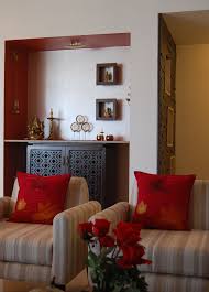 Contemporary Minimalist And Simple Deity Space Mandir Area Created For Subodh S Fabindia Home Indian Interior Design Indian Interiors Home Decor Accessories