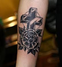 Rosary bracelet tattoo for men #14. Cross And Rose Tattoo Tattoo Image Collection