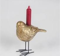 Portavelas cónico de pájaro dorado con soporte decorativo de patas de  alambre