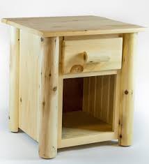 Rustic furniture wood stump table timber side table natural wood end table 3 sizes 18 tall unfinished paint stain available sanded. Pine And Cedar Log 1 Drawer Bedside Table Nightstand