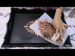 كيفية تزيين صينية خشب مع صباغة كادونس youtube made