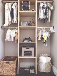 This Neat Nursery Storage Idea Shows A Closet Separated In To 4 Halves With A Shelf In The Middle Baby Closet Baby Bedroom Baby Boy Rooms
