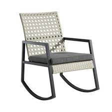Walker Edison Light Grey Rattan Metal Rocking Chair S With Solid Grey Cushioned Seat Lowes Com In 2020 Rattan Rocking Chair Metal Rocking Chair Patio Rocking Chairs