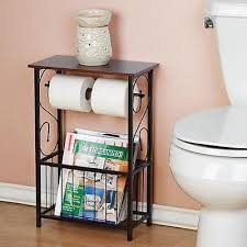 Metal scroll design bathroom storage table shelf with toilet paper dispenser and magazine basket by mygift perfect as end tables by kmsg perfect as end tables. Magazine Rack Bathroom Storage And Organization Toilet Paper Holder Table Book Bathroom Table Bathroom Design Small Bathroom Storage