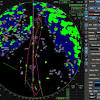 Weather radar map shows the location of precipitation, its type (rain, snow, and ice) and simulated radar displayed over oceans, central and south american countries is generated from satellite data. 1