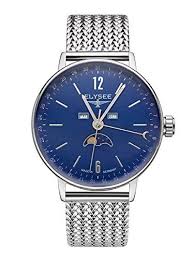 Sithon Moon Montre Pour Homme Avec Affichage De Haute Qualite Milanaise Band Cadran Bleu Et Lune Montre Analogique Et Milanaise