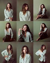Studio Portrait Inspiration And Earth Tone Fashion With An Olive Backdrop Studio Photography Poses Girl Photography Poses Portrait Photography Poses