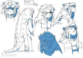 indivisible on twitter our friends at trigger inc are hard at work on indivisiblerpg s op anime character design art reference poses concept art characters