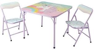 Amazon Com Heritage Kids Unicorn 3piece Table Chair Set With 2 Folding Chairs 1 Table Ages 3 Mint In 2020 Card Table And Chairs Table And Chairs Folding Chair
