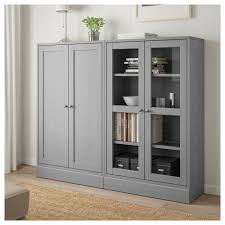 Havsta Storage Combination W Glass Doors Gray Ikea Office Storage Cabinets Storage Cabinets Ikea