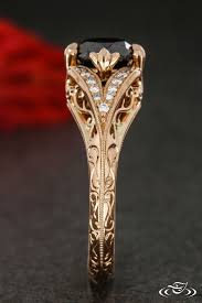 Black And Gold Ring 17 Unique Rings With Delicate Filigree Curls Green Lake Jewelry Works In 2020 Gold Ring Designs Black Engagement Ring Black Diamond Ring Engagement