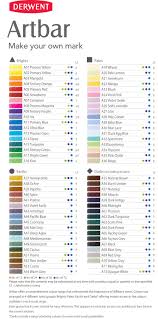 Colour Chart For The Full Range Of 72 Derwent Artbars