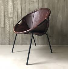 This balloon chair is suitable for. Brown Saddle Leather Balloon Chair 1960s 167301