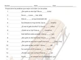 Spanish Possessive Adjectives And Family Worksheet