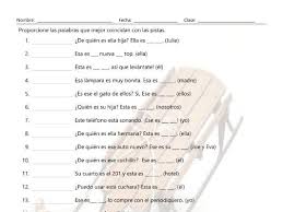 spanish possessive adjectives and family worksheet