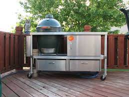 Wood Or Stainless Steel Table Big Green Egg Outdoor Kitchen Big Green Egg Table Big Green Egg Table Plans