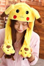 Tik Tok Kpop Moving Ear Black Or Brown Claw Yellow Hat Cap Pikachu Hat Kawaii Hat Pink Champion Hoodie