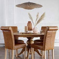 Calgary, extended dining table, oak, dining set, dining chair, faux leather. Alton Weathered Oak Round Extending Dining Table Modish Living
