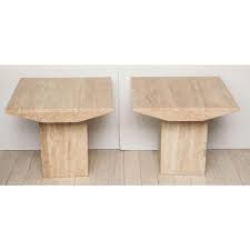 Pair Of 1970 S Square Travertine Side Tables Size 23 5 W 23 5 D 19 75 H Origin Belgium Circa 1970 Side Table Travertine Stone Travertine