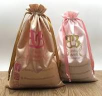 Custom Gold Pink Satin Hair Extension Packaging Bag