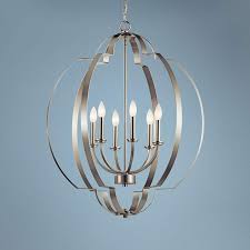 Voleta 27 3 4 Wide Brushed Nickel 6 Light Foyer Chandelier 75c87 Lamps Plus