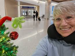 Ran into the Grinch at LAX! Coming home in just 24 hours with a few  exciting announcements for our amazing members! #grinch #thrivein25  #weightlosstransformation #empoweringwomen #FitHer #support #fitfam  #olderactiveadults #holidaytravel