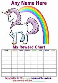 Details About Personalised Childrens A4 Reward Behaviour Chart Unicorn And Stickers