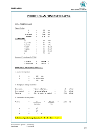 Dimana rumus (luas penampang pondasi) = (lebar atas pondasi + lebar bawah pondasi) x tinggi pondasi / 2. Pdf Perhitungan Pondasi Debora Alfaaditia Academia Edu