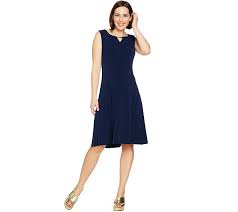 Susan Graver Liquid Knit Sleeveless Dress With Keyhole Trim Qvc Com Dresses Sleeveless Dress Comfortable Fashion