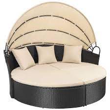 Get rattan day bed delivered to your door. Walnew Outdoor Patio Round Daybed With Retractable Canopy Wicker Furniture Sectional Seating With Washable Cushions For Patio Backyard Porch Pool Daybed Separated Seating Beige Walmart Com Walmart Com