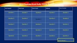 A great way to learn the 50 capital cities of the united states. U S Capitals Trivia Road Rally Trivia State Capitals Tpt