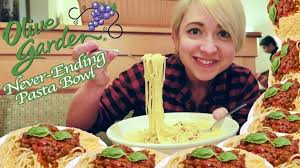 Girl Vs The Never Ending Pasta Bowl At Olive Garden Youtube Never Ending Pasta Pasta Bowls Food Challenge