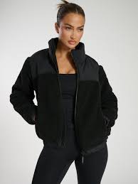 SOUTH BEACH COLD OUTSIDE COSY ZIP UP TEDDY PADDED JACKET IN BLACK