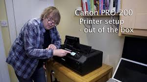 The setup process begins by hooking the canon printer to a power supply. Canon Pixma Pro 200 A3 Printer Setup And Initialisation Youtube