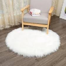 Tapis Salon Carpet Tapis Chambre D Enfant Mouton Tapis Imitation Environ Blanc Diametre 60cm Tapis Chambre Tapis Shabby Chic Tapis Peau De Mouton