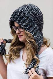 Women S Earflap Hat Crochet Earflap Hood Knit Earflap Hat Tassel Hood Ear Flap Hat With Tassel Winter Hat With Tassels Crochet Hats Winter Hats Crochet Hood