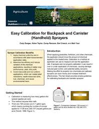 Easy Calibration for Backpack and Canister Sprayers by Utah State  University Extension