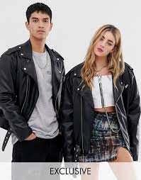 Reclaimed Vintage Inspired Unisex Pu Biker Jacket Asos Womens Spring Coat Vintage Leather Jacket Leather Jackets Women