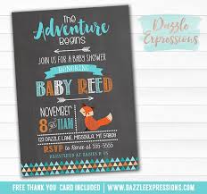 Printable Chalkboard Fox Baby Shower Invitation Tribal Fox Baby Boy Banner Party Decor Favor Tags Food La Baby Shower Chalkboard Baby Shower Invitations