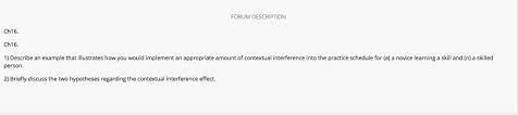 Capture the learner's attention and promote learning 7 examples of cla's use of differentiated instruction is desirable traditional paper & pencil. Solved Forum Description Ch16 Ch16 1 Describe An Examp Chegg Com