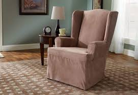 Soft Suede One Piece Wing Chair Slipcover T Cushion Machine Washable In 2020 Slipcovers For Chairs Wing Chair Slipcovers