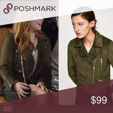 Zara Faux Suede Biker Jacket Olive Green Faux Suede Biker Jacket Suede Biker Suede Biker Jacket